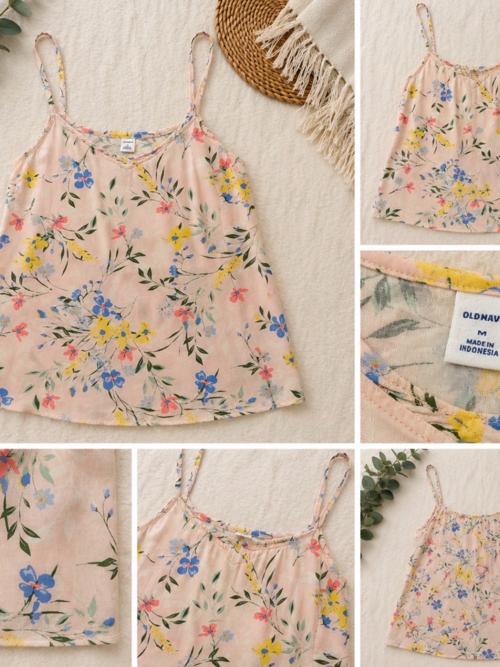 Old Navy Floral Spaghetti Strap Tank - Blush Pink